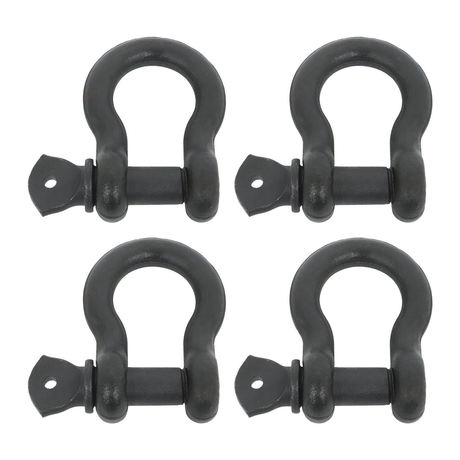 4 Pack 3/4 Inch Bow-Shaped D Ring Shackles 4.75t/10471lbs Working Load Black