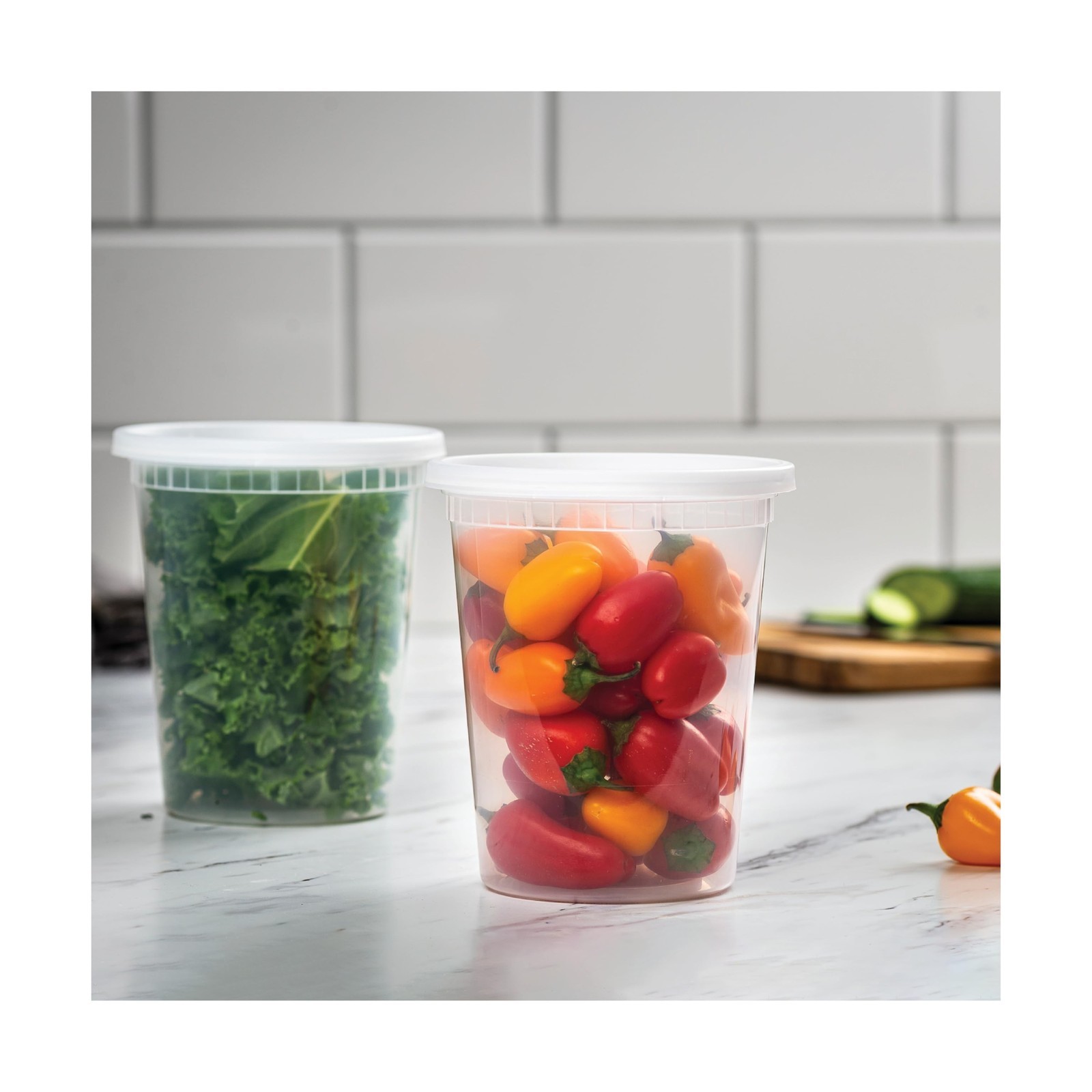 [240 Sets – 32 oz.] Clear Plastic Deli Food Storage Containers with Airtight …