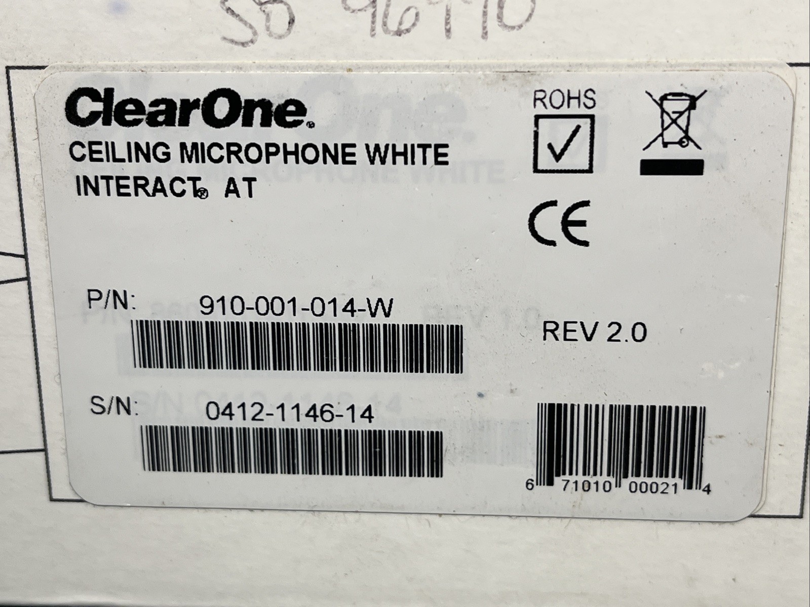 Open Box Clearone 910-001-014-W White Ceiling Microphone Array Kit