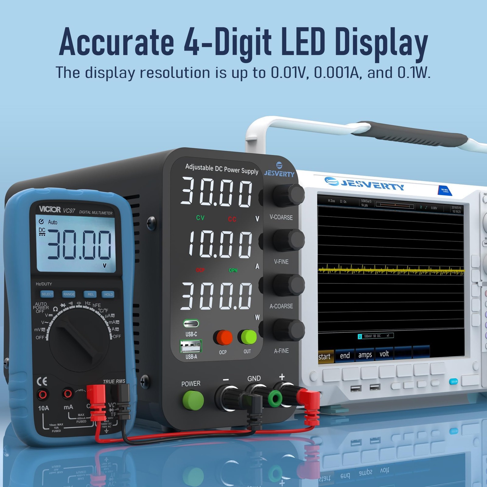DC Power Supply Variable, 0-32V 0-10A Switching Bench Power Supply with 20W U…