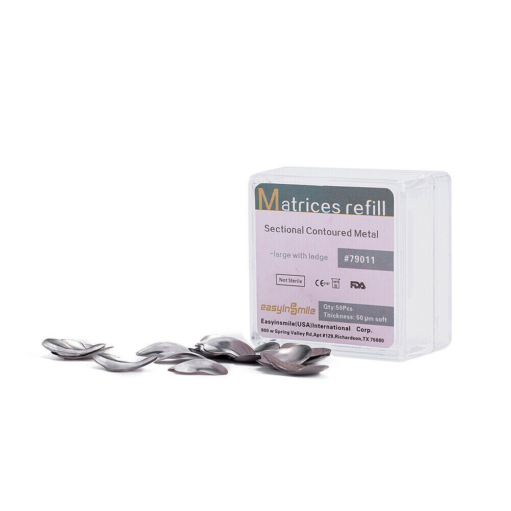 50pc Dental Metal Matrix Bands Sectional Contoured Matrices bands soft 50um SM/L