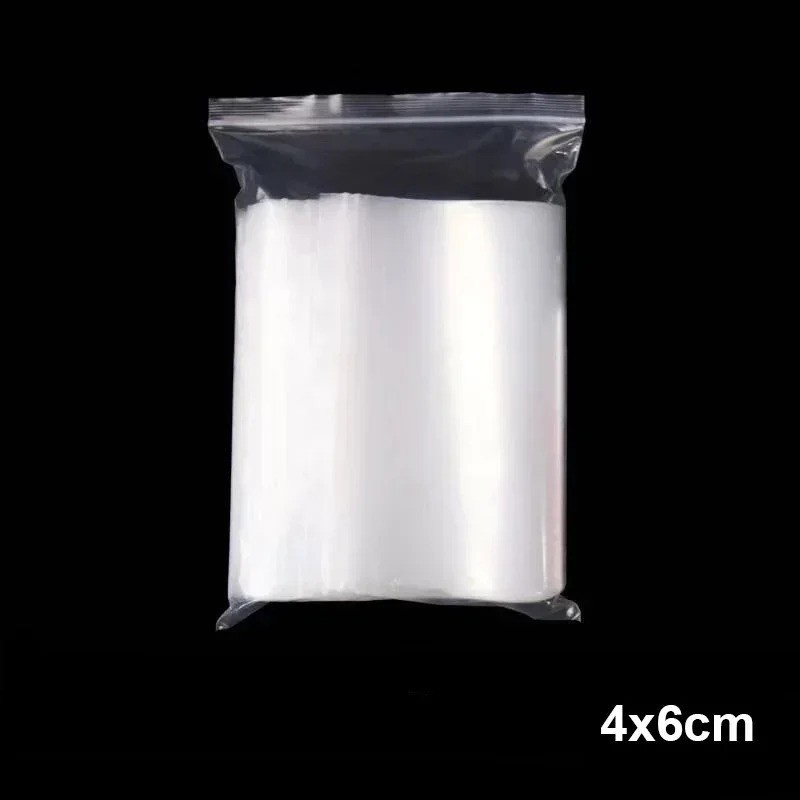 100 PCs Clear Zip Seal Plastic Bags Jewelry Zipper Top Lock Reclosable Baggies