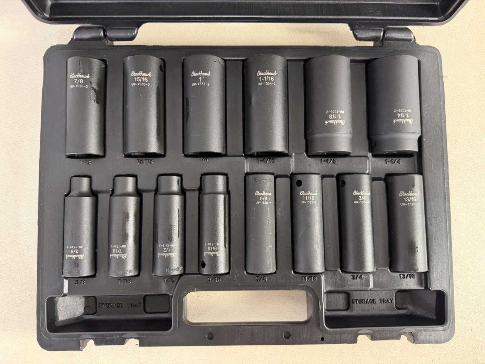 14pc Blackhawk Proto Tool 1/2″ Drive Deep Impact Sockets SAE 6-Point 3/8-1 1/4”