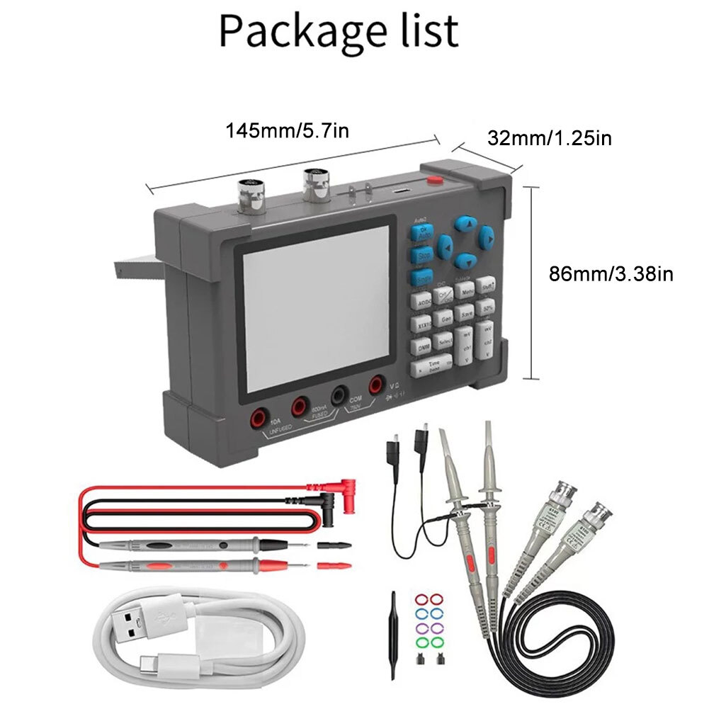 DSO3D12 3 in 1 Handheld Digital Oscilloscopes IPS Display Dual Channels Useful