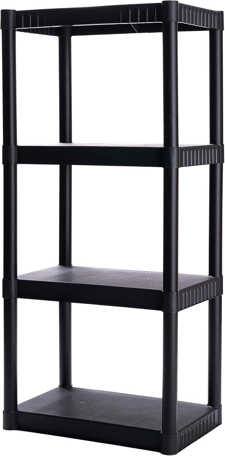 Plano 4-Shelf Plastic Storage Shelves 48x23x14″ 200lb Capacity Pantry Garage