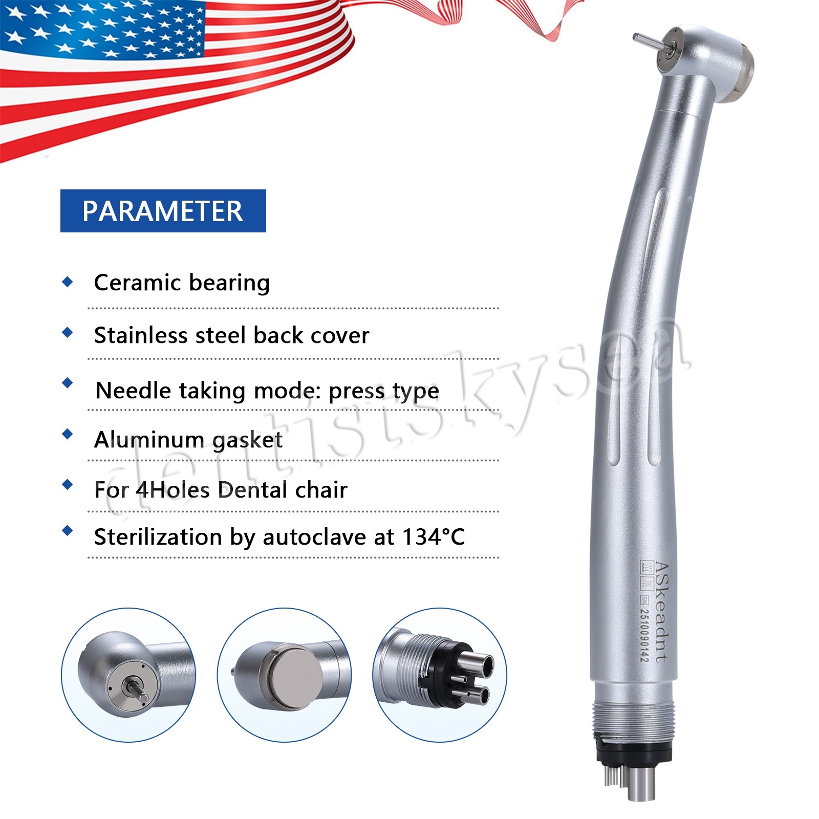 Dental High Speed Handpiece 4-Hole Quick Coupler Fit KaV NSK Turbine Push Button
