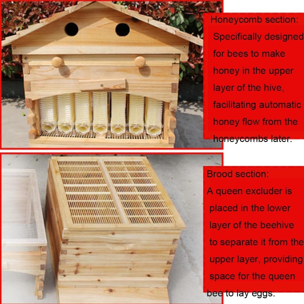 Auto Ooze Honey Beehive Box Wooden Beehive House with 7 AutomaticBeehive Frames