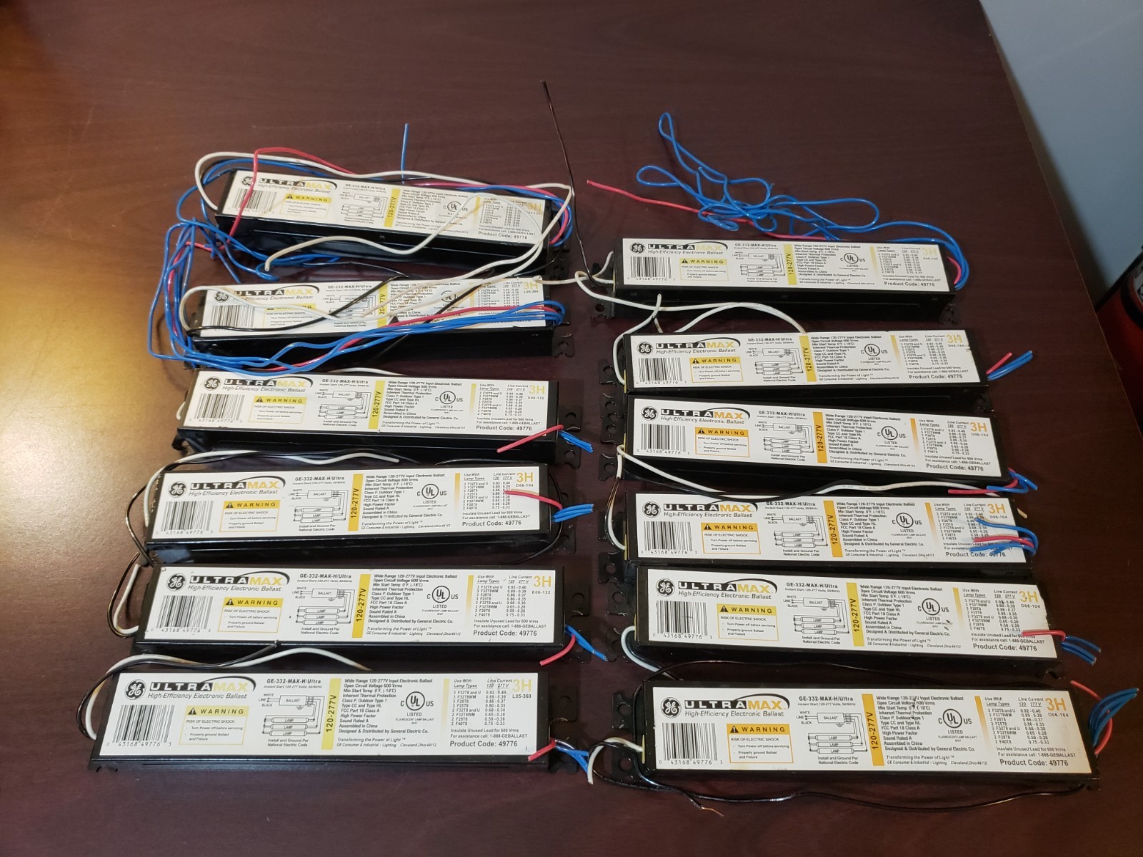 Lot of 12 GE GE-332-MAX-H/ULTRA 120/227V-50/60Hz Electronic Ballast