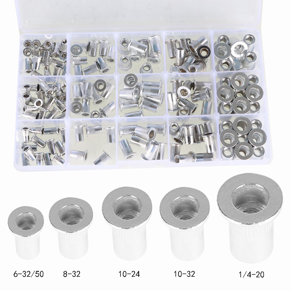 Sliver 150 Pack Aluminum Rivet Nut Kit Rivnut Nut Standard Inch SAE Rivnut