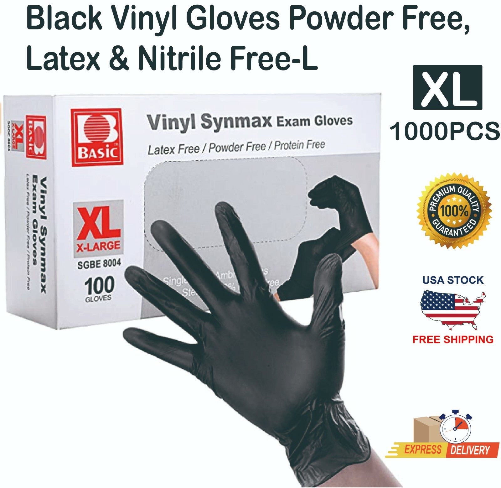 1000 PCS Black Vinyl Gloves Latex & Nitrile Free-XL**Buy One, Get One at 50% Off