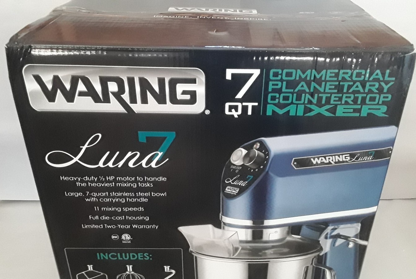 Brand New! WARING WSM7L Commercial Luna Planetary Countertop 7Qt Stand Mixer