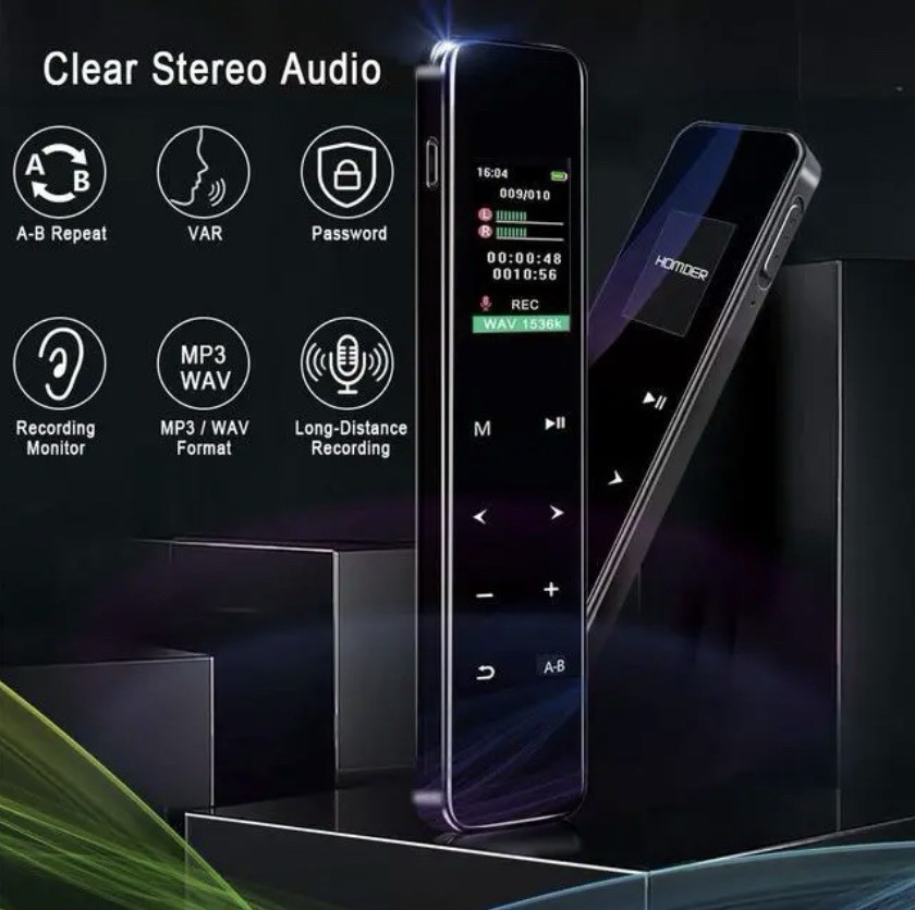Homder 16GB Digital Voice Recorder Touch Screen 1536kbps Audio Dictaphone TF15