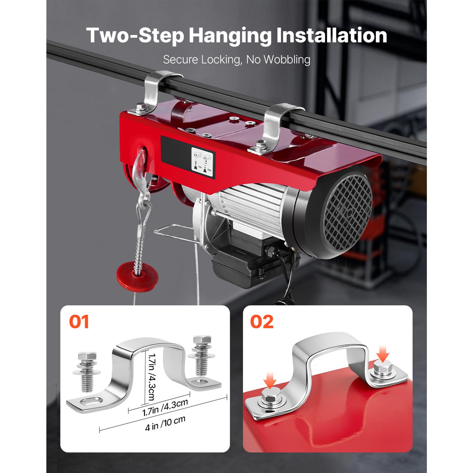 Uimoso Electric Hoist 2200lbs Crane Winch with Wired Remote Control 1600W 110V