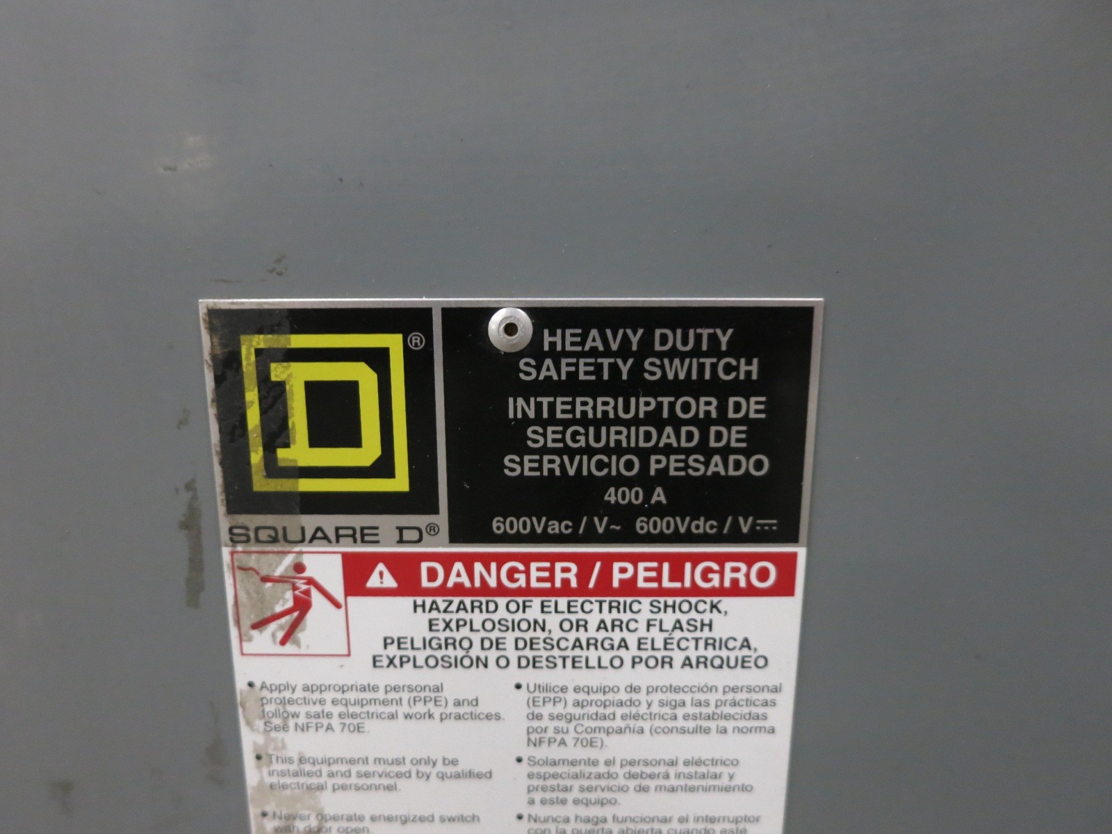 Square D H365N 400A 600V Fusible Safety Switch Disconnect 400 Amp H365-N E04