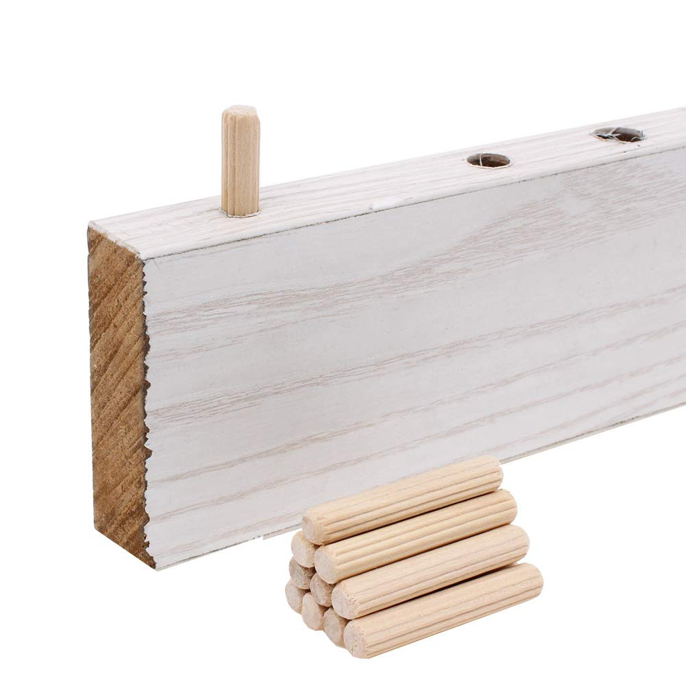 100 Pack 1/4″ Wood Dowel Pins Straight Grooved Pins for Furniture Door and Art P
