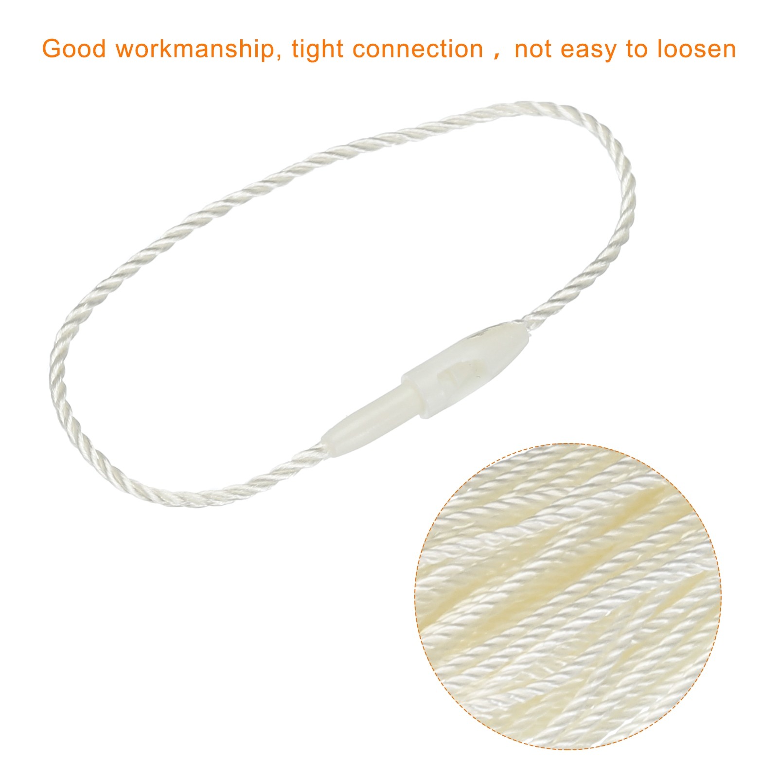 Polyester Rope Hang Tag String Snap Lock 120mm,0.9mm 200 Pcs,White