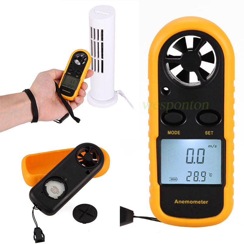 LCD Speed Wind Meter Scale Digital Temperature Anemometer Thermometer