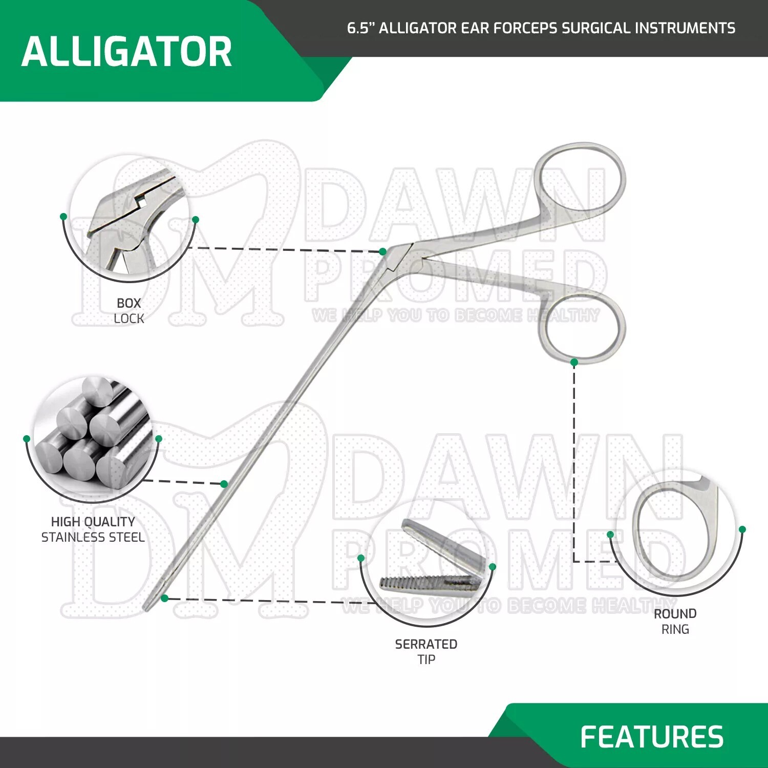 3 Hartman Alligator Ear Forceps 3.5» & 5.5» & 6.5″ Set ENT Inst German Grade