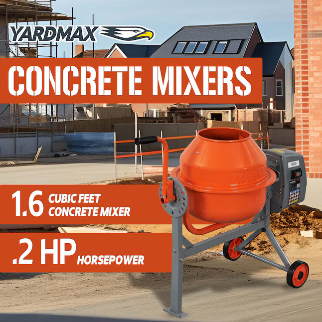YARDMAX YM0046 1.6 CU FT concrete mixer 1.6-cu ft 0.2 -HP Concrete Mixers