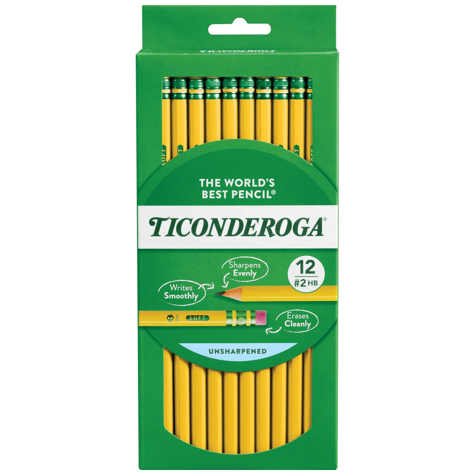 Ticonderoga Wood-Cased Pencils, Unsharpened, 2 12 Count (Pack of 1), Yellow