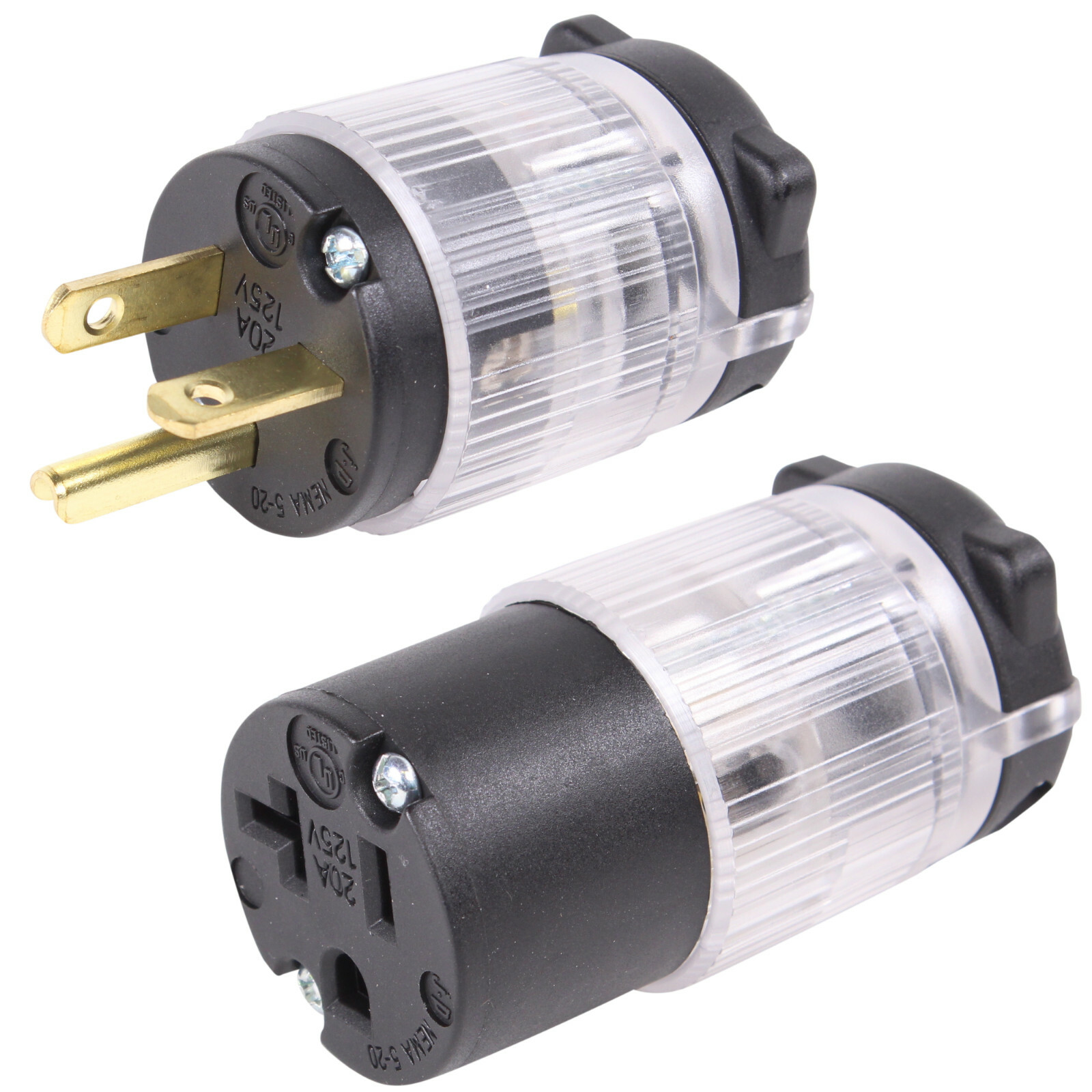 Male Female Plug Connector Replacement Lighted Cord Repair Ends 20A 125V 5-20