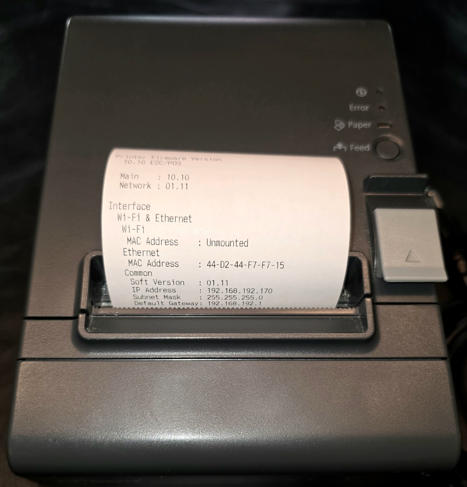 Epson TM-T20II POS Thermal Receipt Printer Model M267E w/ WiFi, USB & Ethernet