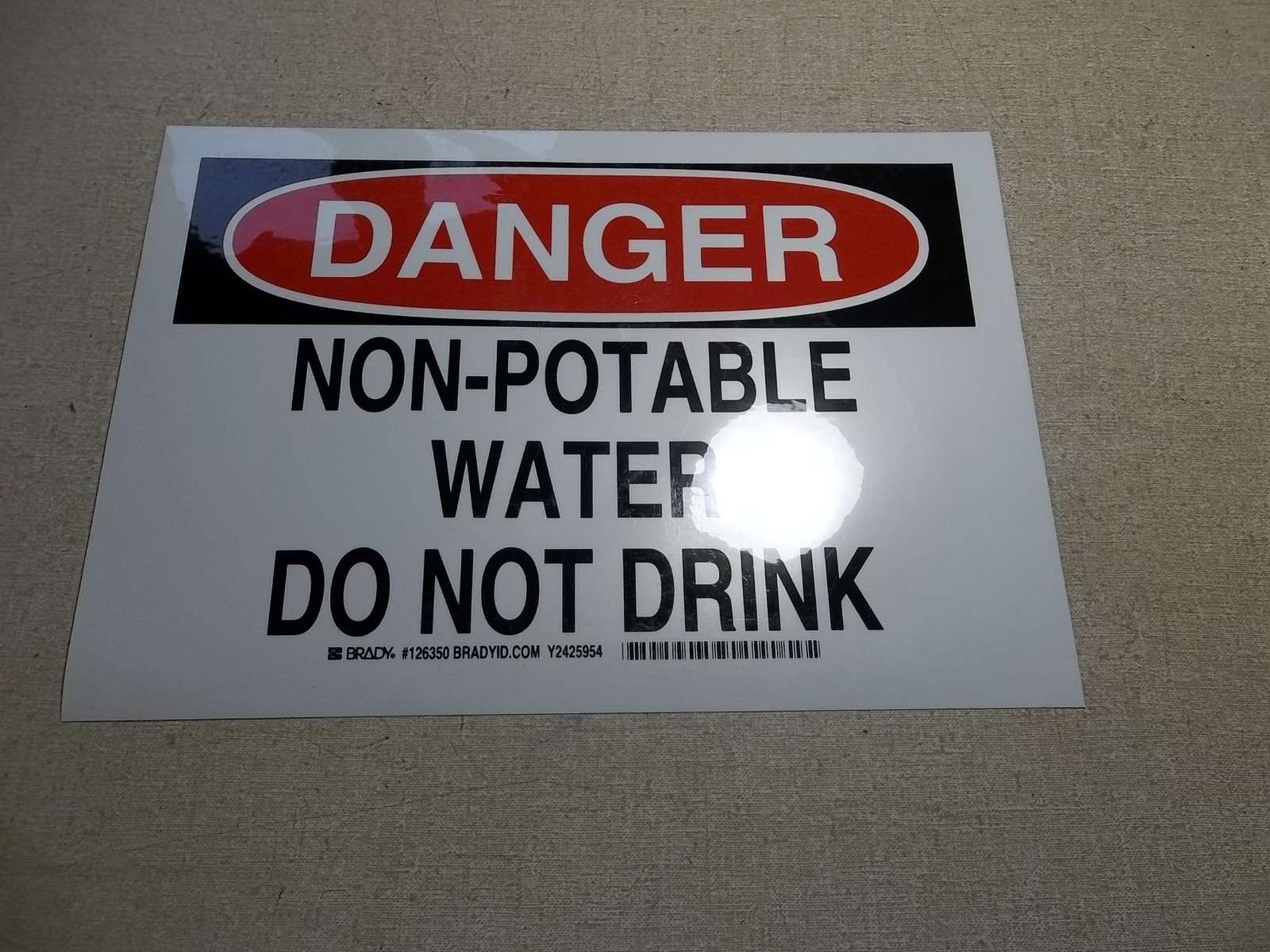 NEW Brady 126350 Danger Non Potable Water Safety Sign 10″ x 7″ *FREE SHIPPING*