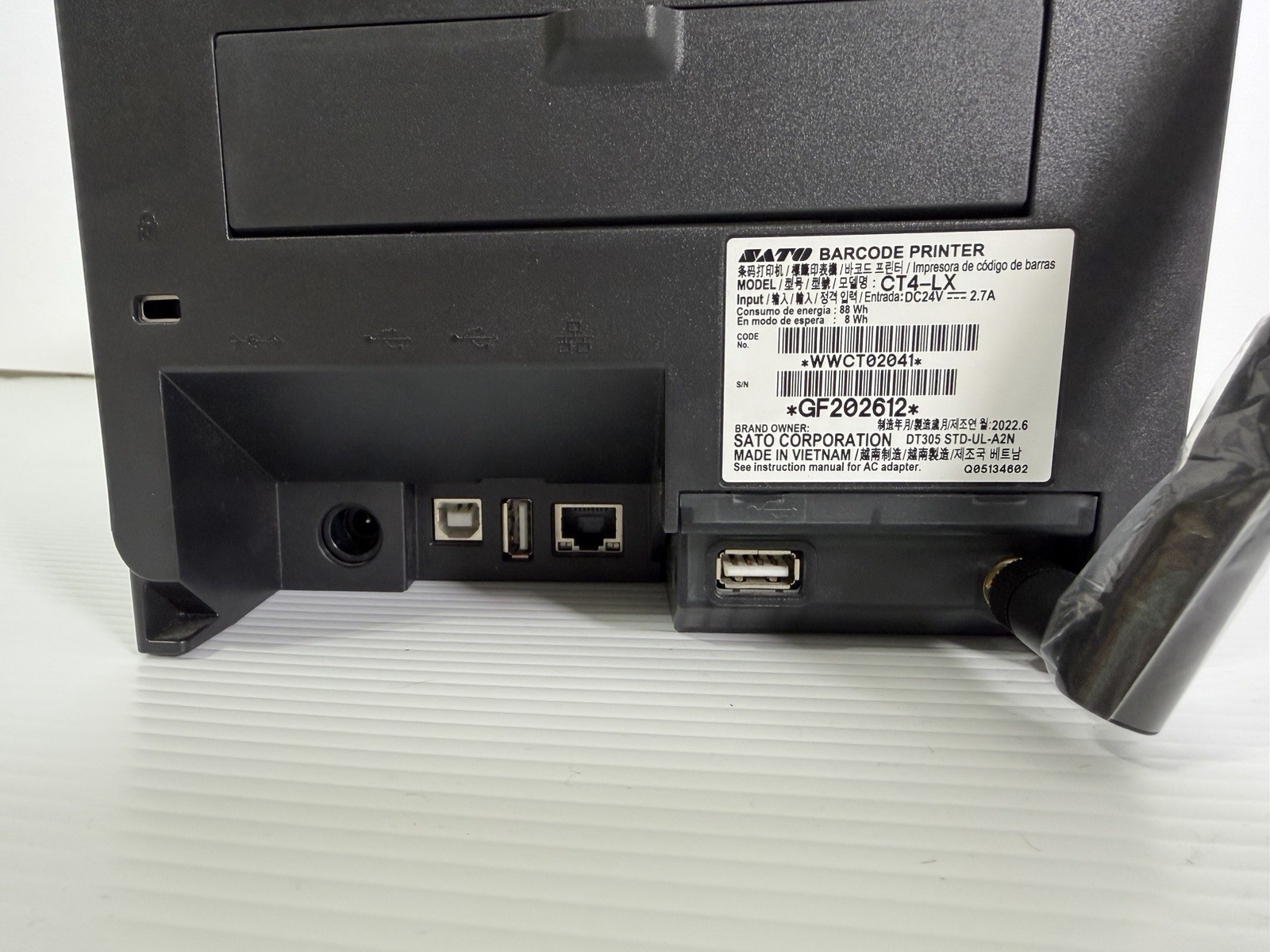 Barely used Sato CT4-LX 305 dpi printer with Ethernet, Wifi Bluetooth and Cutter