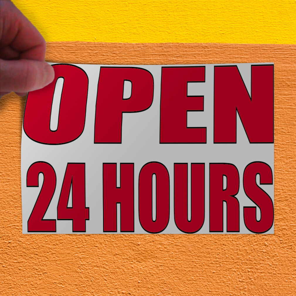 Decal Stickers Open 24 Hours Outdoor Advertising Printing Vinyl Store Sign Label
