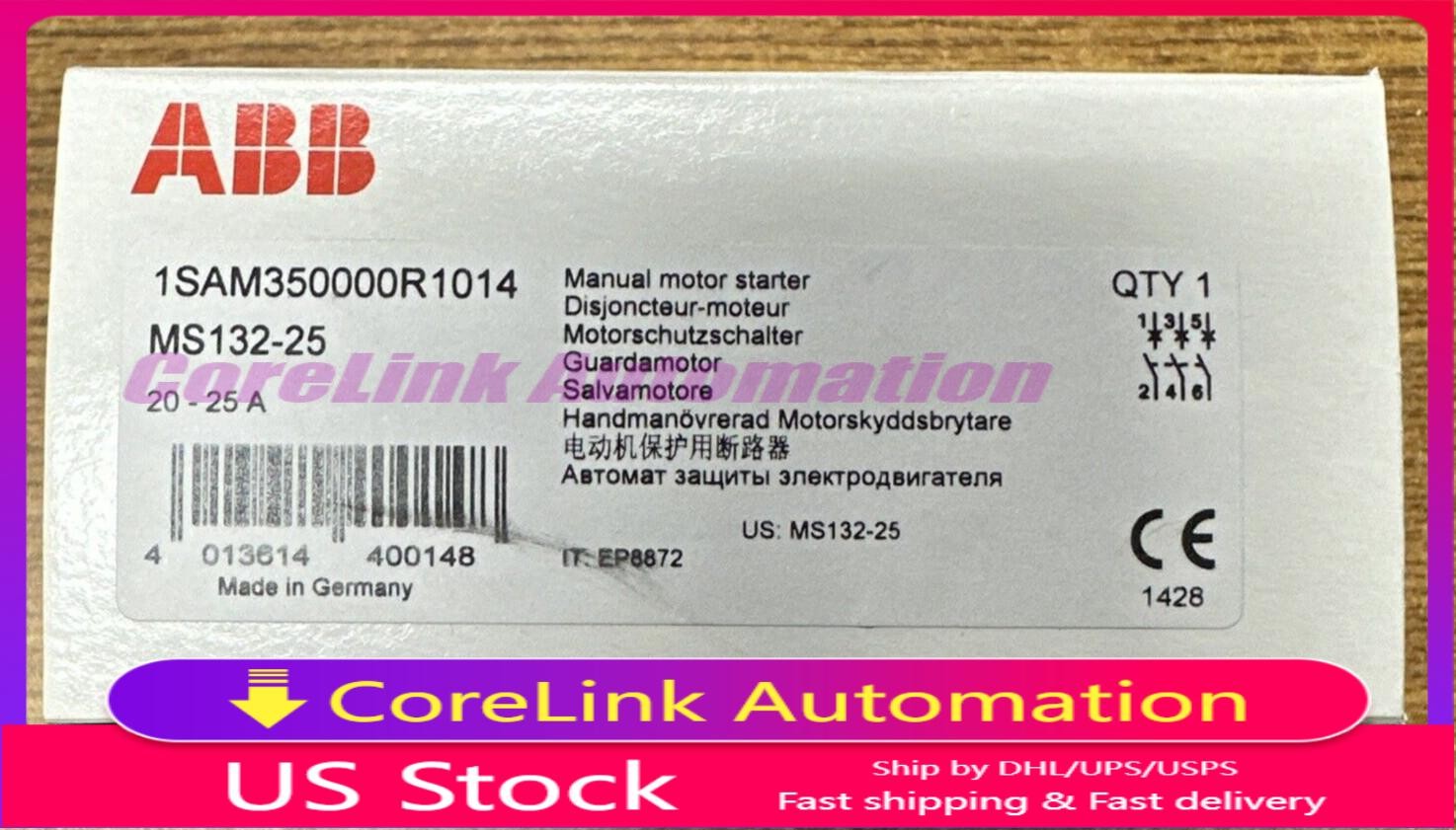 ABB MS132-25 1SAM350000R1014 MANUAL MOTOR STARTER 20-25A **NEW IN BOX**