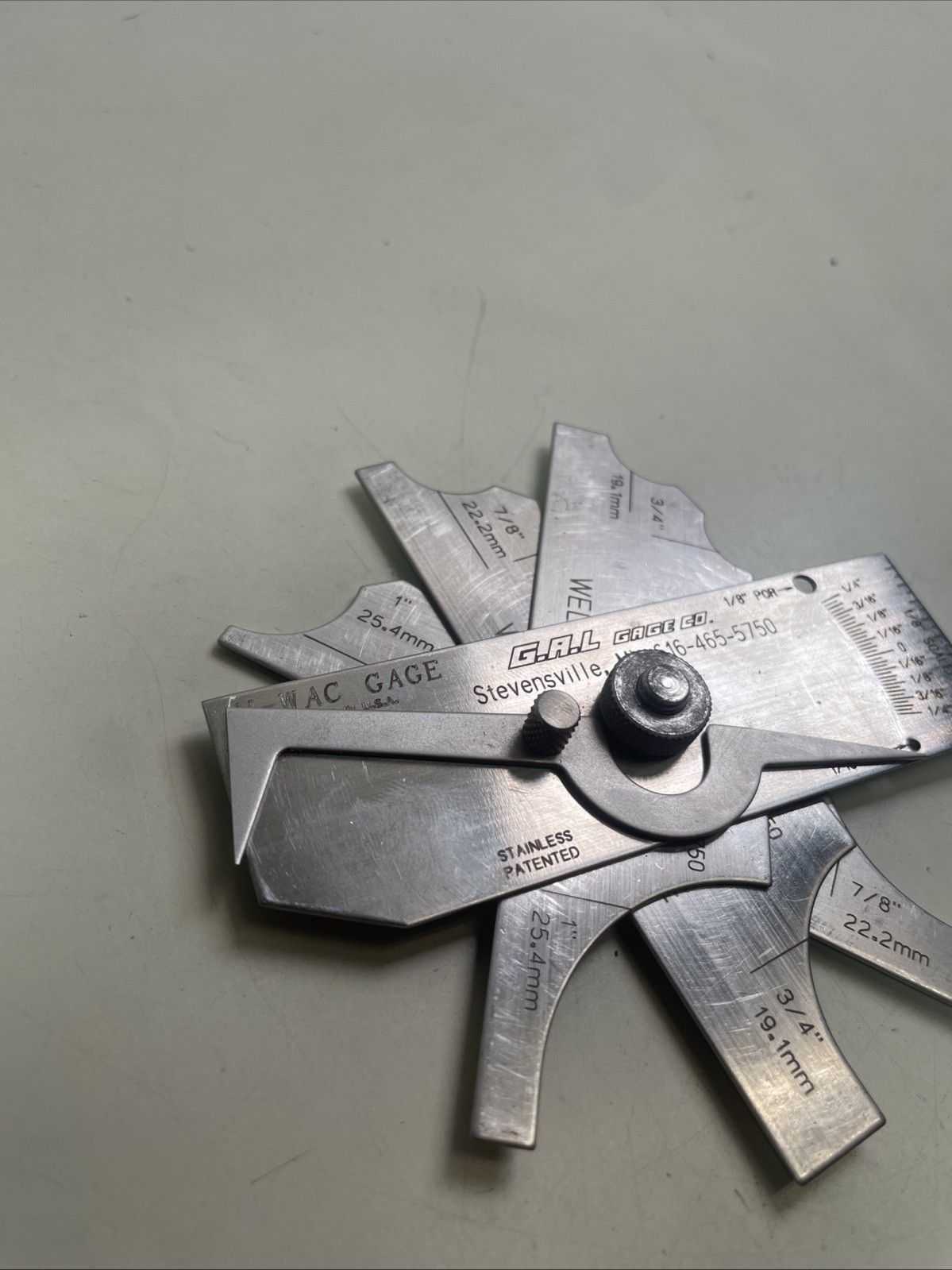 G.A.L. Gage Co. – V-Wac Gauge Weld Fillet Gages 1” 7/8” 3/4” 5/8” 1/4” USA Used