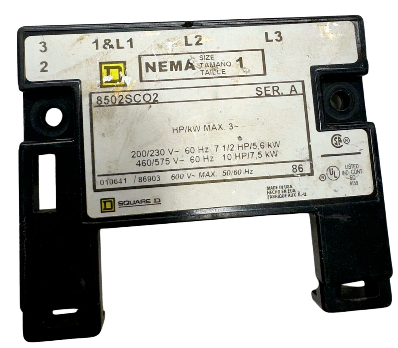 Square D 8502SCO2 Cover Plate NEMA Size 1, Series A **Cover Only**
