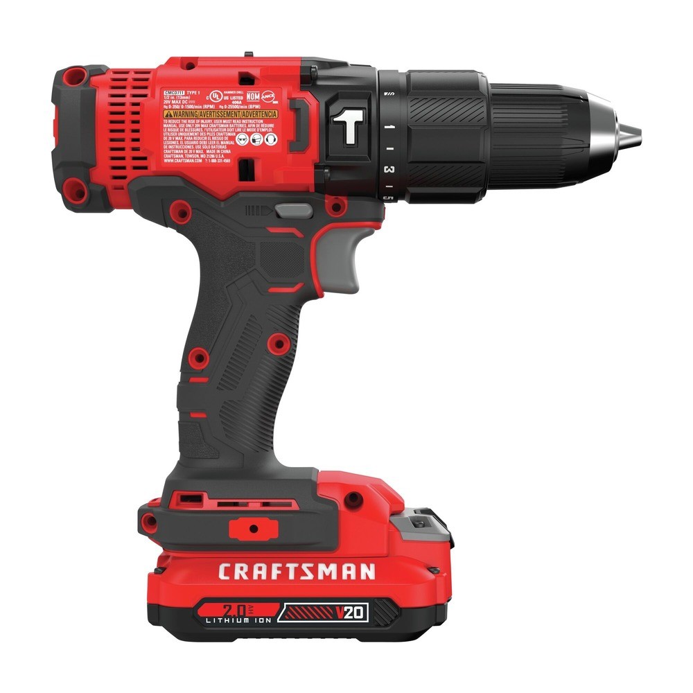 Craftsman CMCD711D1R V20 1/2 in. Hammerdrill Kit (2 Ah) Certified Refurbished