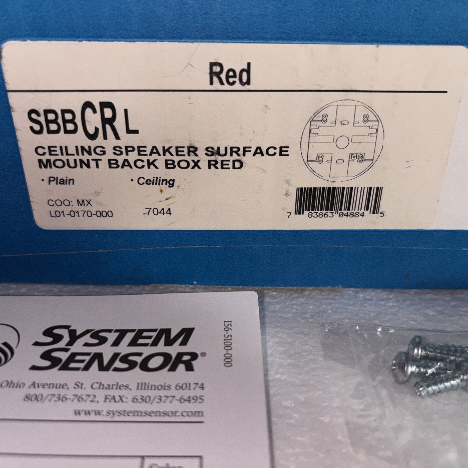 NEW System Sensor SBBCRL Ceiling Speaker Surface Mount Back Box(Red) Fire Alarm