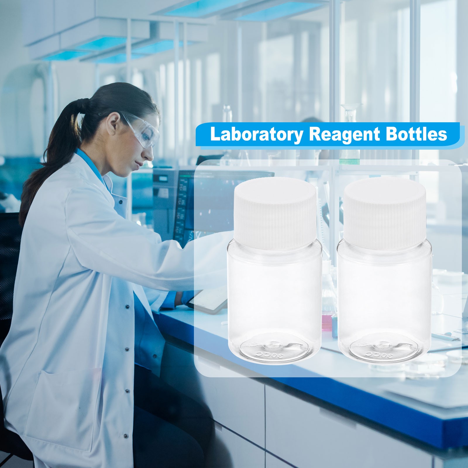 18pcs 80ml 2.7 Oz Wide Mouth Reagent Storage Bottle Plastic Sample Containers