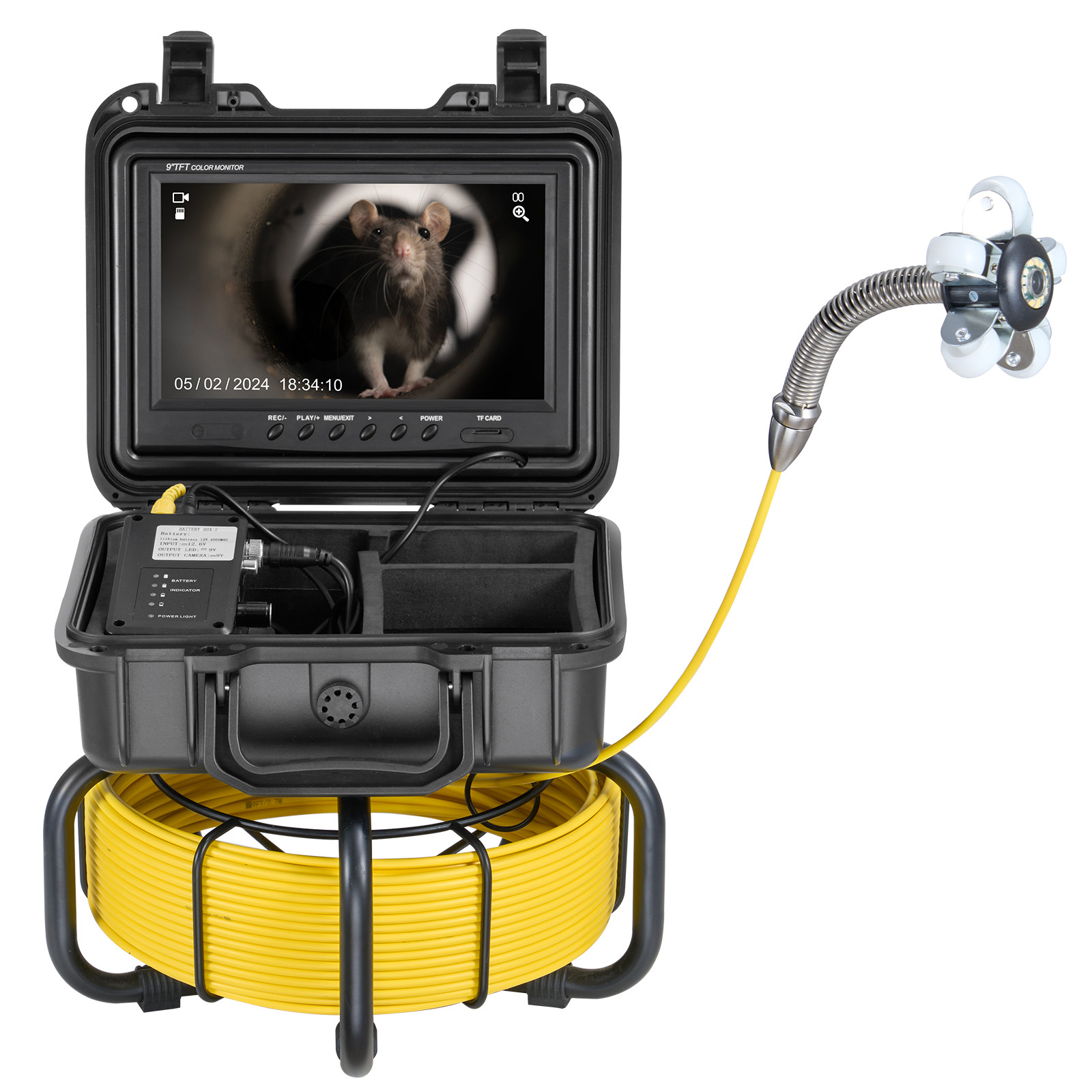 VEVOR Sewer Camera 165ft/50m Self-Leveling Drain Camera with 9″ Screen 36X Zoom