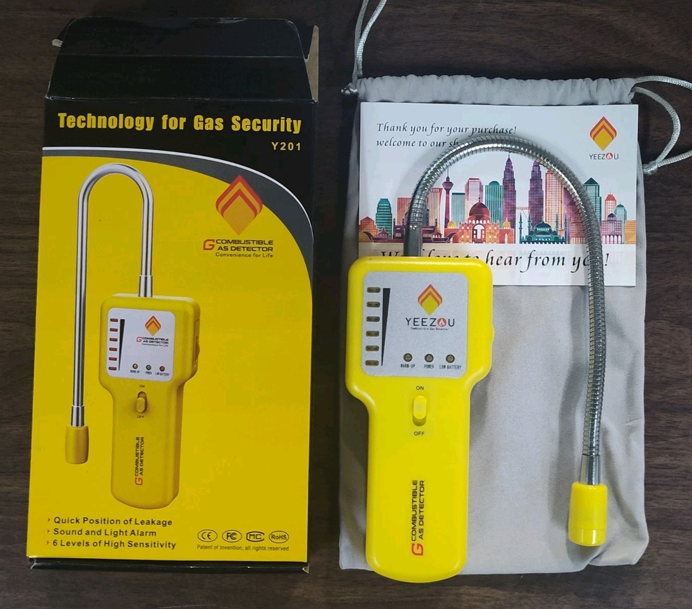 Yeezou Y201 Combustible Gas Leak Detector Natural Gas Propane Open Box Tested