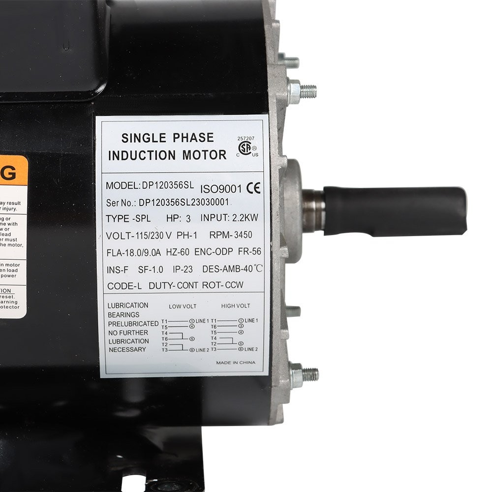3 HP 3450 RPM SPL Electric Motor Compressor Duty 56 Frame 1 Phase 115/230V New