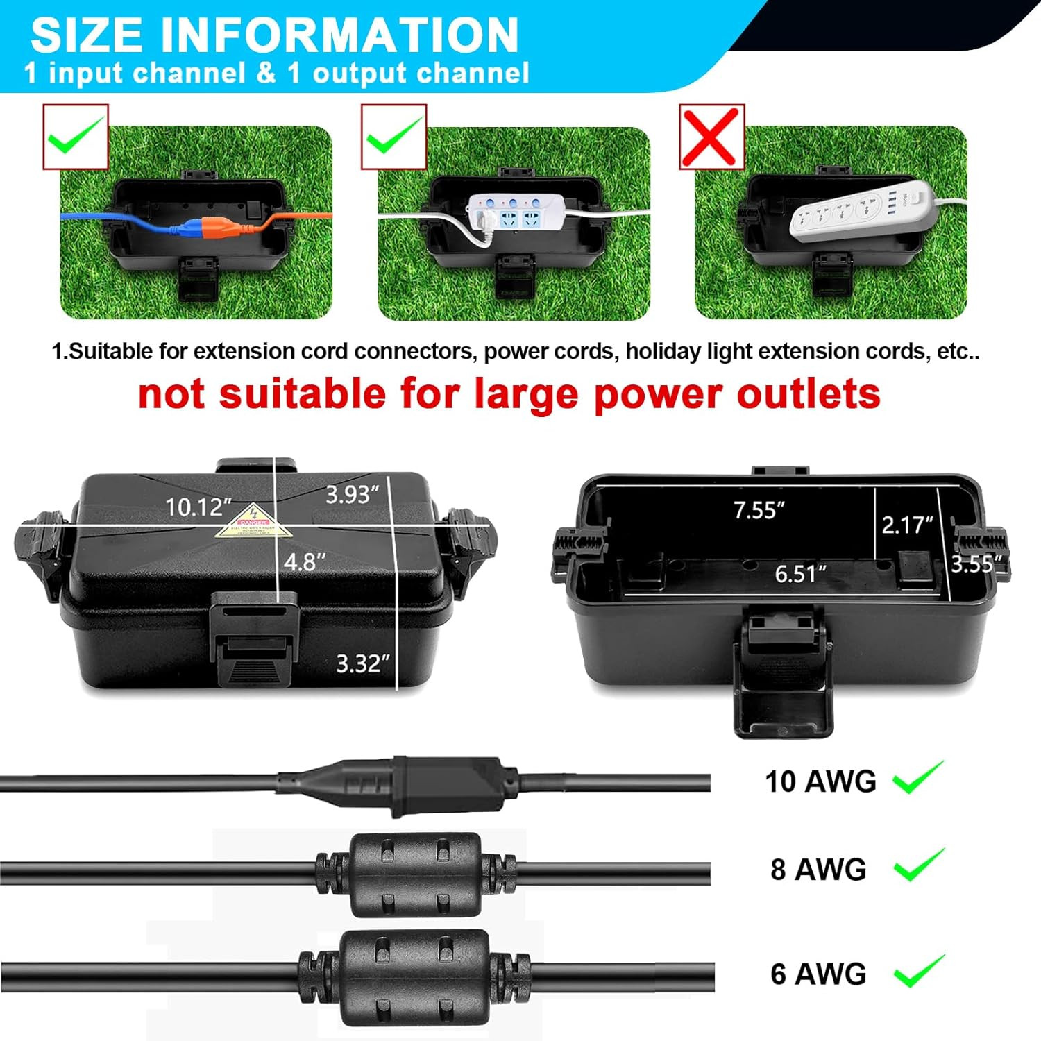 Outdoor Electrical Box Waterproof IP54-rated Outdoor Outlet Box Black Outdoor