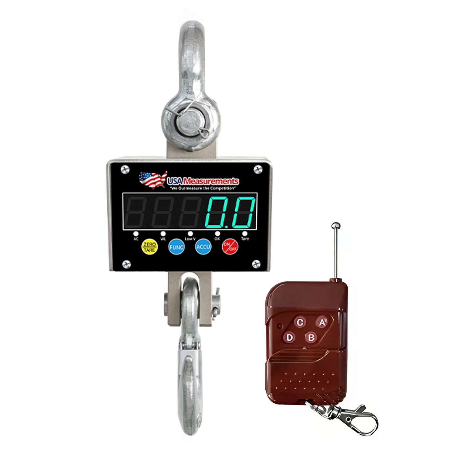 Outdoor Safe Stainless Steel 600 lb Crane Scale LED with Calibration Certificate