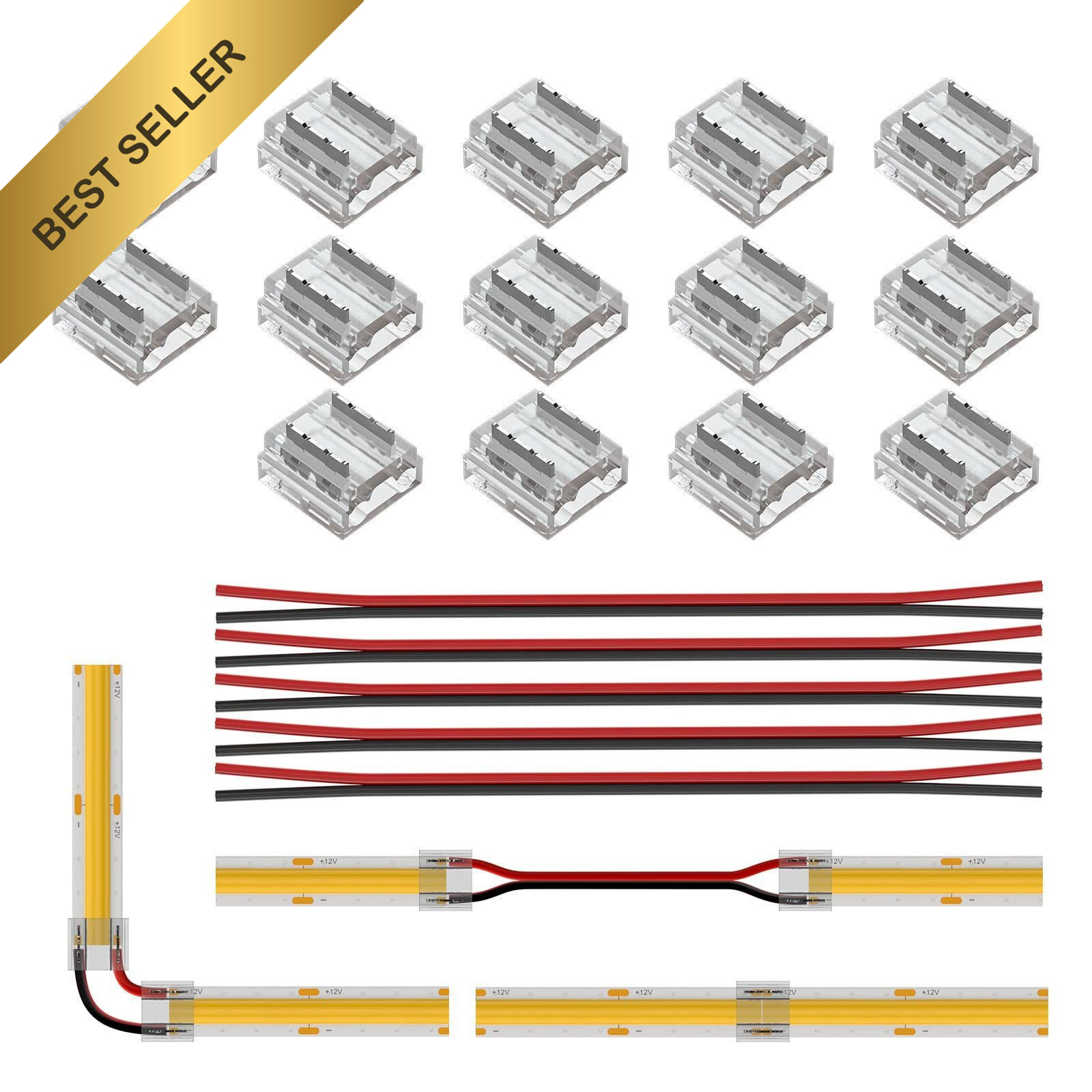BTF LIGHTING FCOB COB 8mm Connector Kit Solderless 2 Pin Single Color Strip