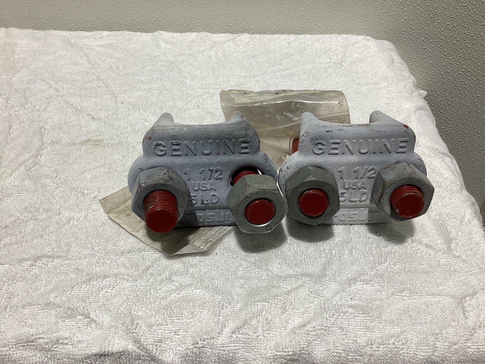 Genuine Crosby 1-1/2” Wire Rope Cable Clamp. Lot of 2. (G-450 Red-U-Bolt)