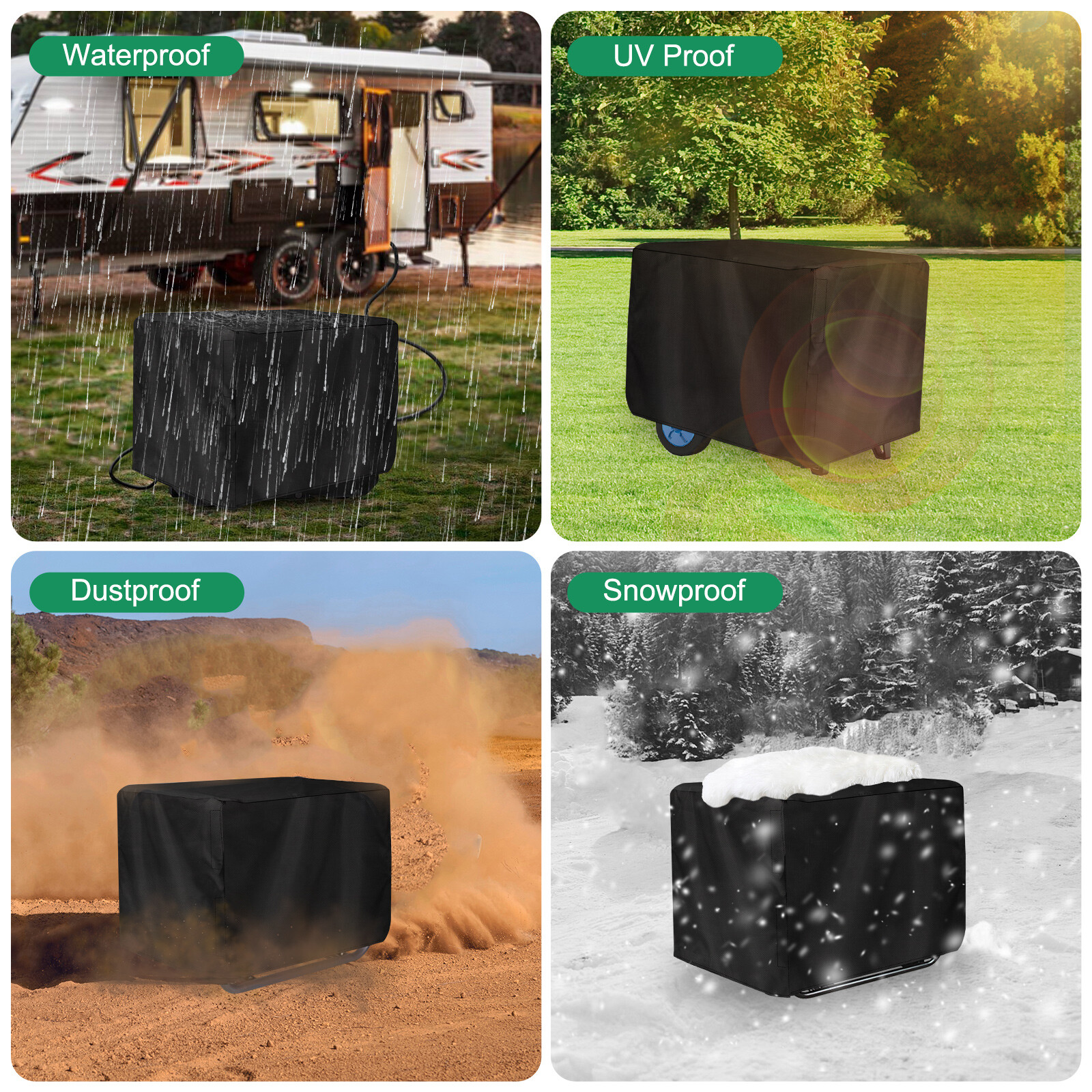 210D Waterproof Heavy Duty Universal Generator Cover 38x28x30″ for 5500-15000W