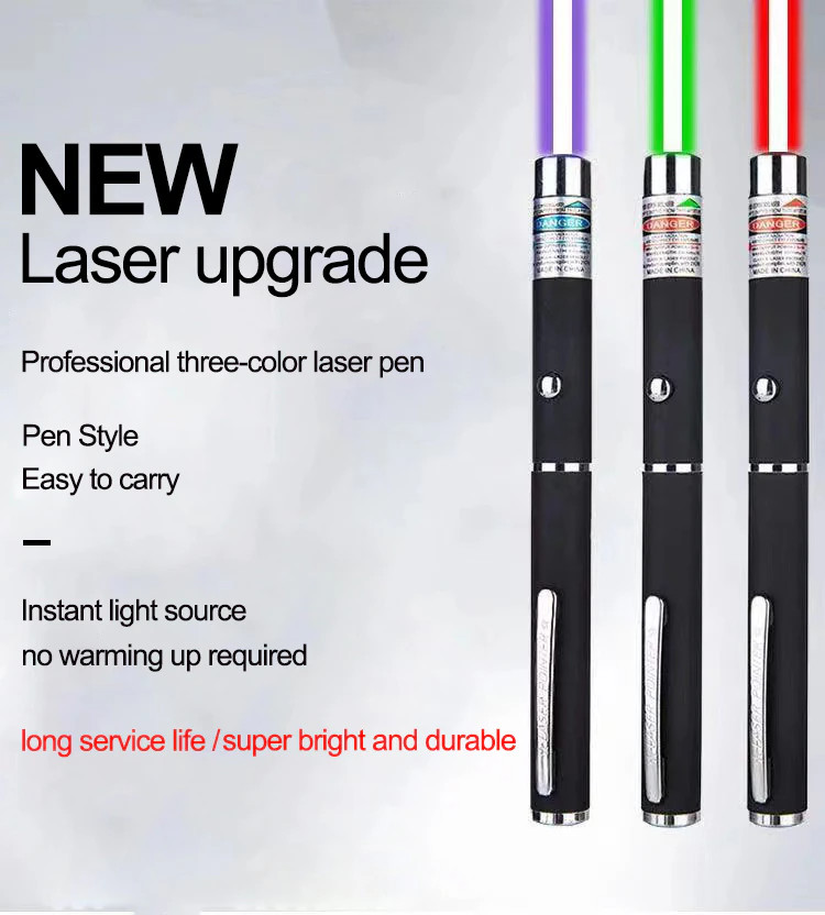 3 Packs Color 900Mile Laser Pointer Pen Green Blue Red Light Visible Beam Laze