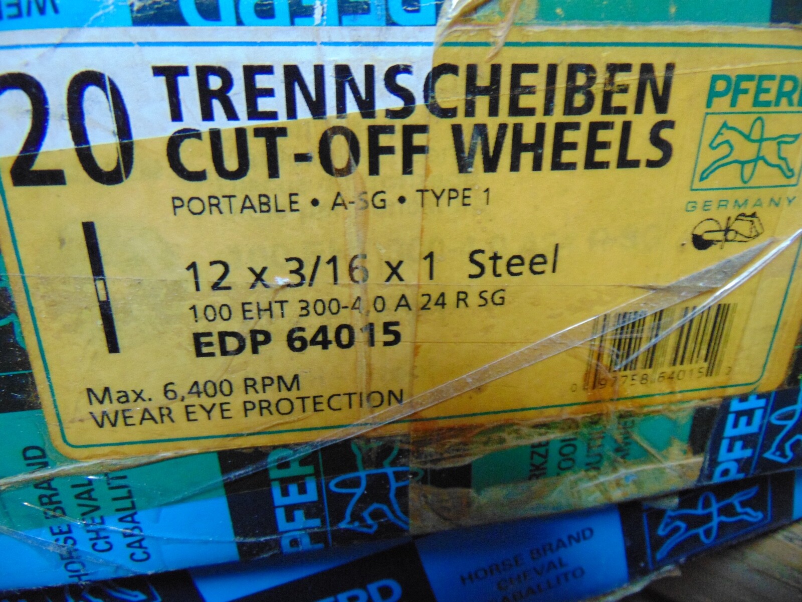 NEW PFERD 64015 12 x 3/16 x 1 CUT OFF WHEEL, 24 GRIT STEEL 2 pack