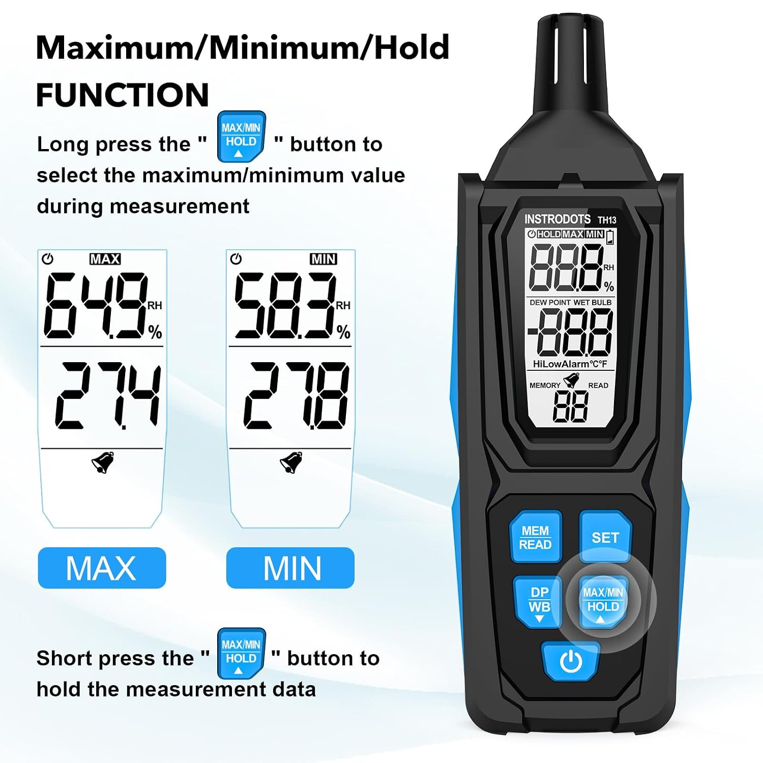 Temperature Humidity Meter, High Precision Digital Psychrometer Hygrometer