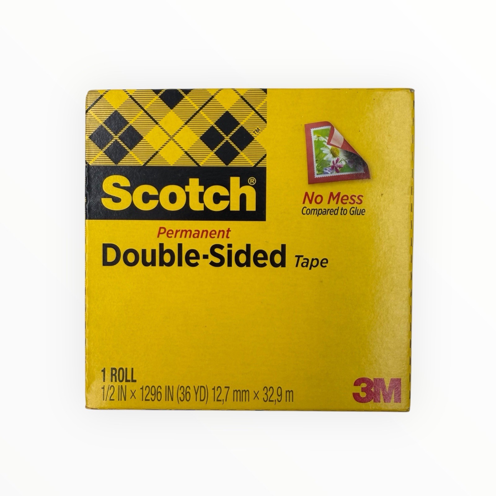 1 Roll Scotch Double-Sided Tape Permanent 1/2″x 1,296″ Clear 3″ Core 665