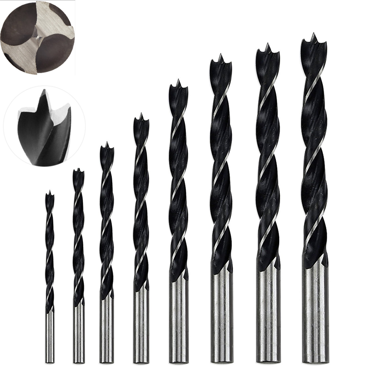 10Pcs 3/16″ Wood Brad Point Drill Bit Woodworking Drill Hardwood Softwood
