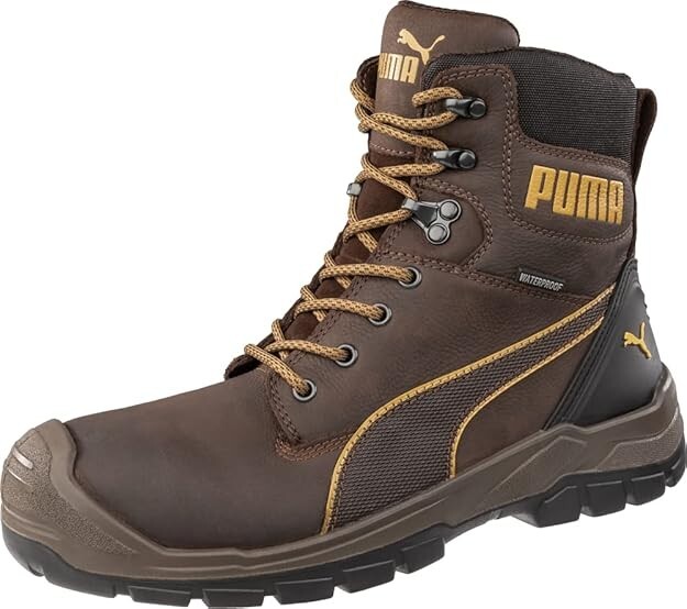 Puma Men’s 630915 Conquest 7″ Brown Waterproof Zip Soft Toe Work Boots Size 12