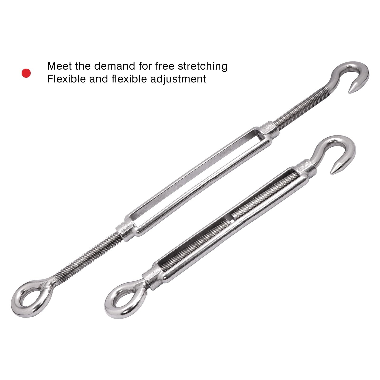 3/8 Inch Turnbuckle Hook Eye M10 Turnbuckles For Wire Rope Tension 304 Stainle